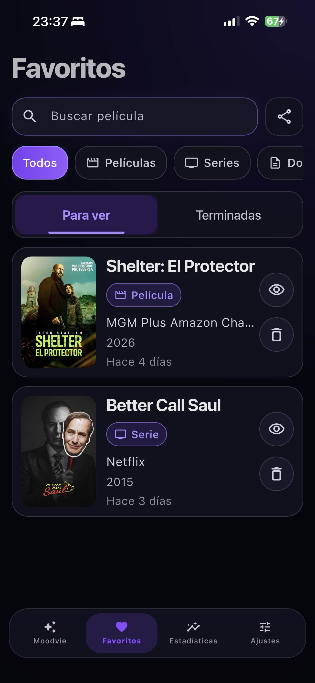 Selección de contexto en Moodvie